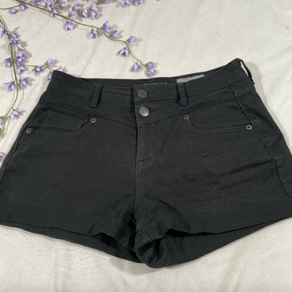 EUC Aeropostale Black High Waisted Shorty Shorts